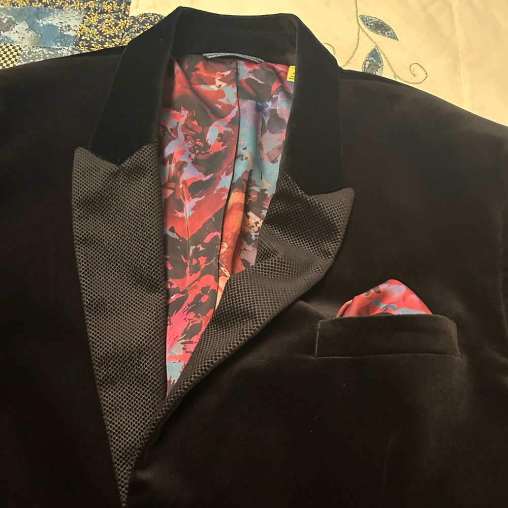Robert Graham Black Blazer with Blue and Red Accents